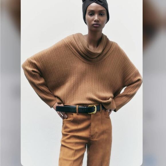 Zara OVERSIZED COWL NECK KNIT SWEATER Style Size Small - Picture 1 of 11